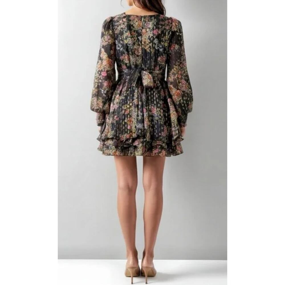 Free People ROCOCO SAND Jane Botta Floral Metallic Ruffle Romper M NWOT $365 - Picture 4 of 10